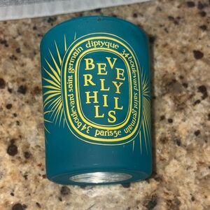 Diptyque Empty Teal Candle with Yellow Beverly Hills Design City collection